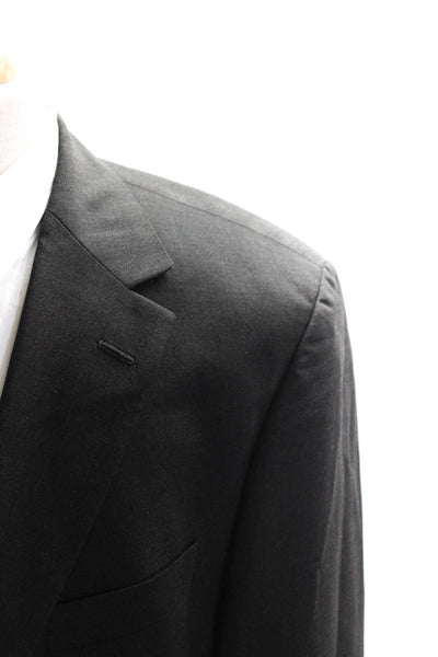 Boss Hugo Boss Mens Wool Split Hem Two Button Blazer Jacket Dark Gray Size 44