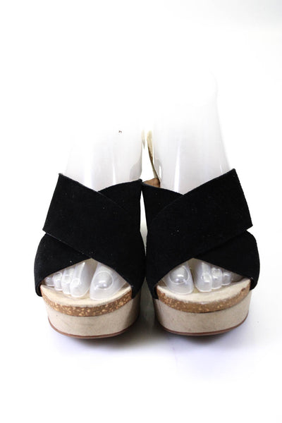 Splendid Womens Suede Open Toe Strappy Platform Wedge Sandals Black Size 7.5M