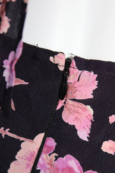 Flynn Skye Womens Floral Button down Tie Cutout Maxi Dress Black Pink Size S