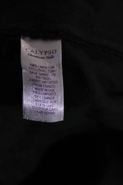 Calypso Womens Linen Sleeveless Battenberg Lace Texture Tank Top Black Size S