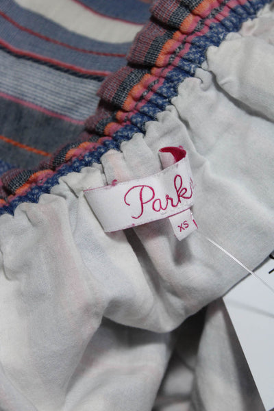 Parker Women's Striped Off Shoulder Cotton Mini Dress Blue Pink Size XS