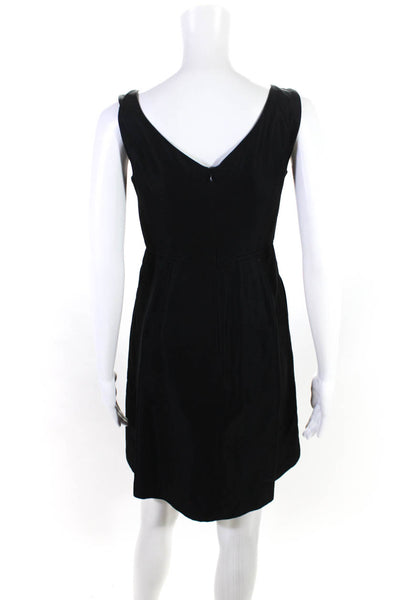 J Crew Womens Solid Sleeveless V-Neck Pleated Empire Waist Dress Black Size 0