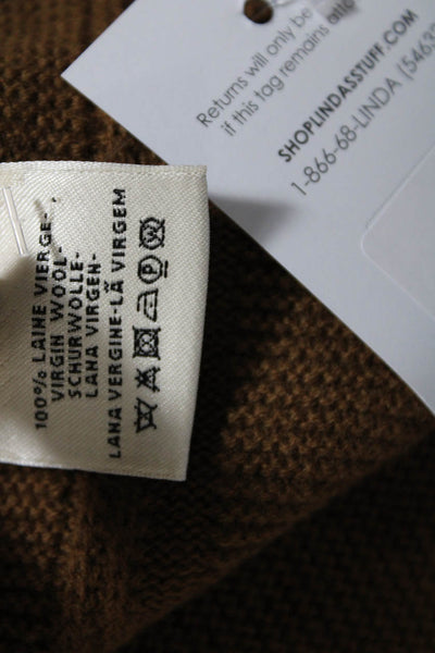 Hermes Womens Short Sleeve Monogram Sweater Dress Brown Wool Size FR 40