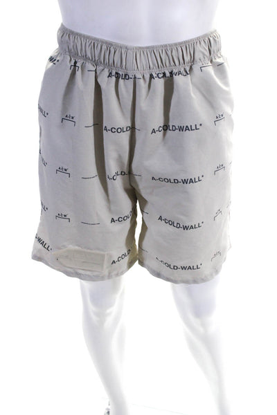 A-COLD-WALL Men's Graphic Drawstring Shorts Beige Size L