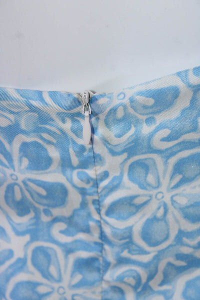 J. Mclaughlin Womens Silk Floral Print Midi Halter Dress Blue White Size 10