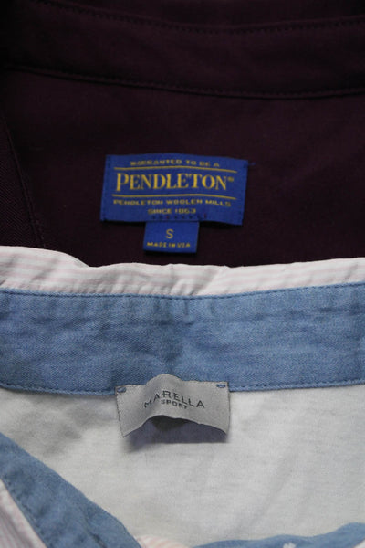 Marella Pendleton Womens Long Sleeve Button Up Polo Shirt Size Small Lot 2