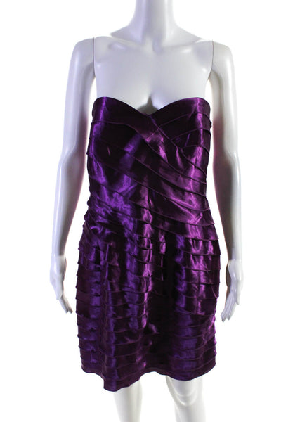 Maxandcleo Women's Strapless Ruffle Mini Dress Purple Size 12