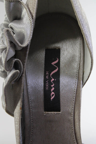 Nina Women's Open Toe Side Embellish Stiletto Sandals Silver Size 8