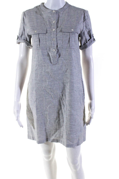 Theory Womens Solid Short Sleeve Pocket Front Casual Shirt Dress Gray Size 2