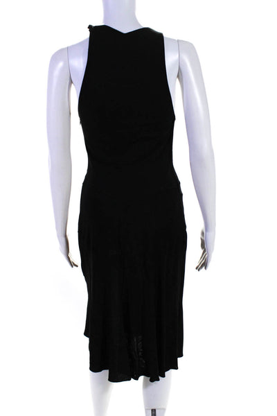 Alaia Womens Woven Sleeveless Crew Neck A-Line Midi Dress Black Size L