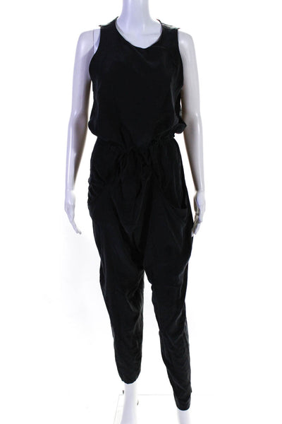 Joseph Womens Silk Crepe Sleeveless V-Neck Slim Cut Jumpsuit Gray Size 40