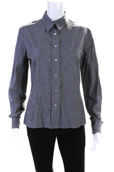 Piazza Sempione Womens Gray Cotton Collar Long Sleeve Button Down Shirt Size 40