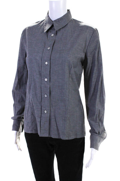 Piazza Sempione Womens Gray Cotton Collar Long Sleeve Button Down Shirt Size 40