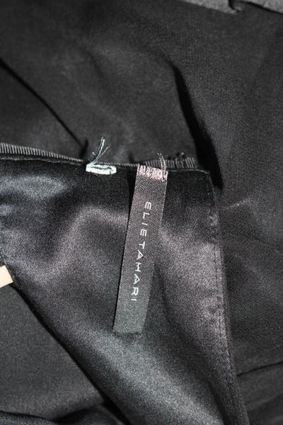 Elie Tahari Womens Silk Feather Trim A Line Skirt Black Size 10