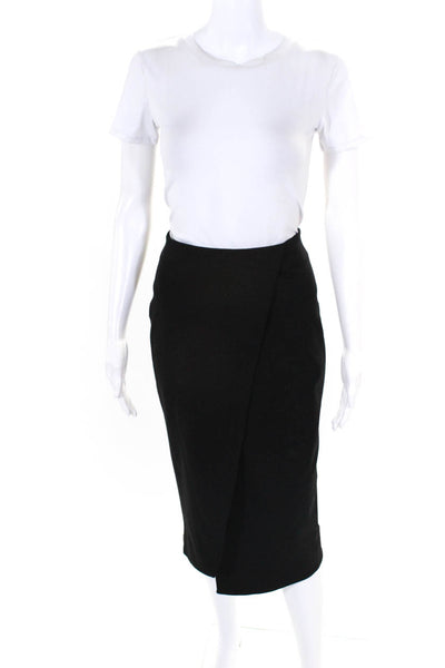 N/Nicholas Womens Solid Stretch Casual Midi Slit Skirt Black Size 4