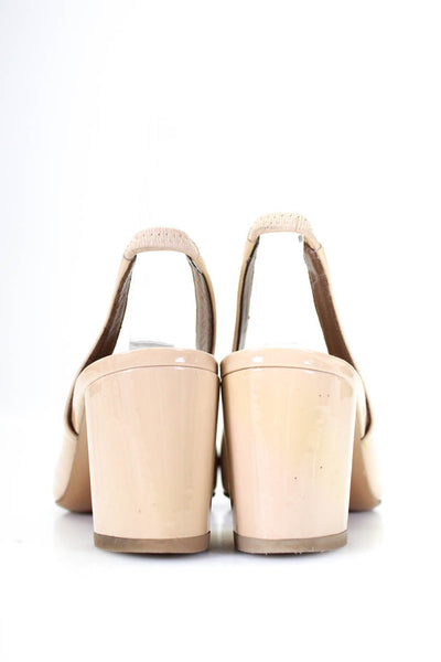 Mascaro Womens Leather Pointed Slingback Block Heels Tan Size EUR 35.5 US 5.5