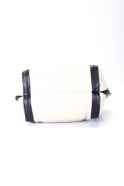 Chloe Womens Vintage Alison Leather Color Block Tote Handbag Black Ivory
