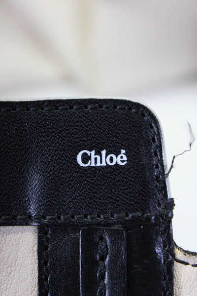 Chloe Womens Vintage Alison Leather Color Block Tote Handbag Black Ivory