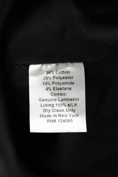 Lisa Perry Women's Leather Combo Polka Dot Sleeveless Blouse Black Size 4