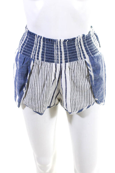 Saylor Womens Striped Shorts Blue White Cotton Size Extra Small