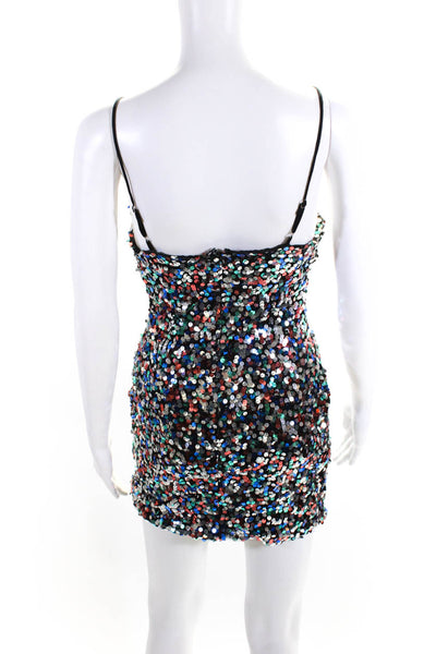 About Us Womens Sequined Spaghettik Strap Dress Multi Colored Size Extra Small