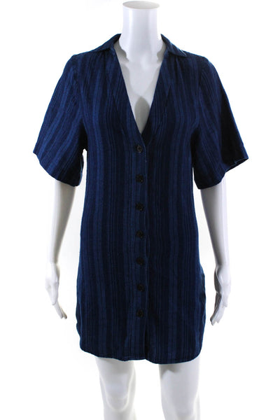 Made & Crafted Levis Womens Striped Shirt Dress Blue Cotton Size Extra Small