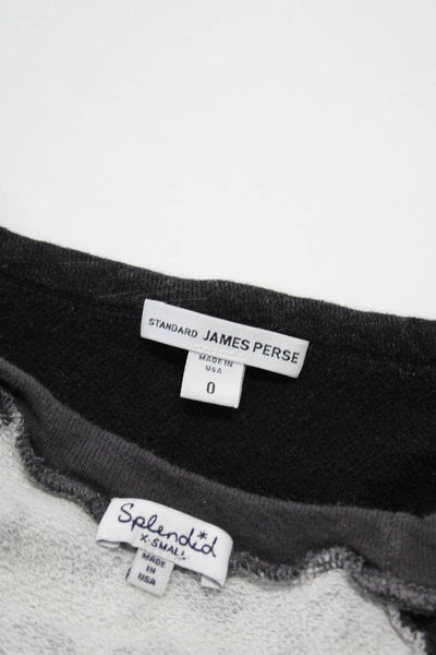 Splendid James Perse Womens Leopard Print Crew Neck Sweatshirt Size 0 XS Lot 2