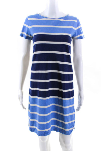 Vineyard Vines Womens Short Sleeve Striped Pique Sheath Dress Blue White Sz XXS