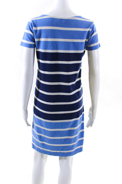 Vineyard Vines Womens Short Sleeve Striped Pique Sheath Dress Blue White Sz XXS