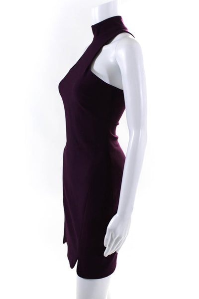 Cinq A Sept Womens High Neck Halter Sleeveless Sheath Dress Purple Size 0