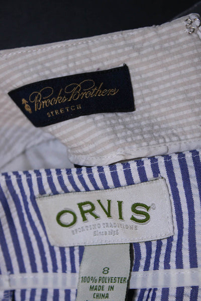 Brooks Brothers Orvis Womens Striped Print Skirts Yellow Blue Size 4 8 Lot 2