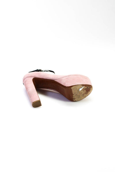 Rochas Womens Suede Platform Ankle Strap Pumps Heels Pink Size 40 10