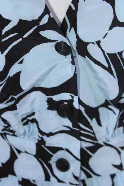 No. 6 Store Women's V-Neck Sleeveless Button Down Midi Dress Blue Floral Size 2