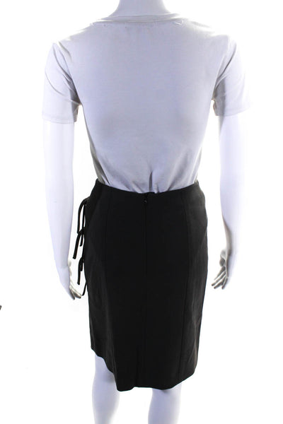 Giorgio Armani Womens Lace Up Side Pencil Skirt Gray Wool Size EUR 38