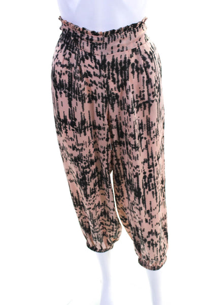 T Bags Los Angeles Womens Printed High Rise Elastic Waist Pants Pink Size L