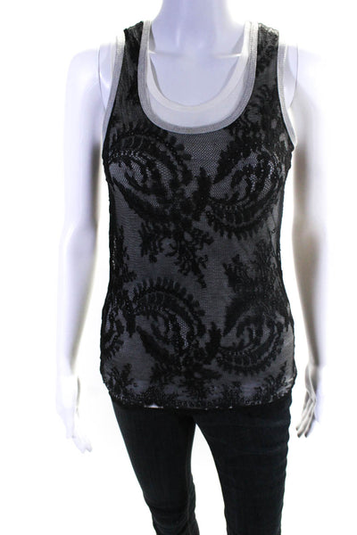 Robert Rodriguez Black Label Womens Lace Overlay Layered Tank Top Black Size S