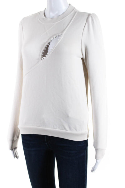 Cami NYC Womens Pearl Cut Out Sweatshirt White Size Extra Extra Small
