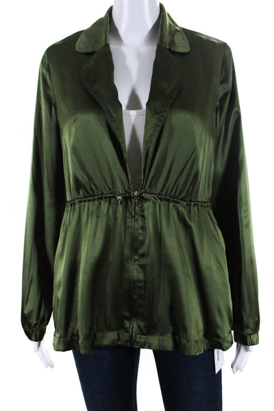 Cami NYC Womens Silk Drawstring Waist Jacket Green Size Extra Small