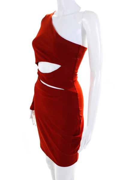 Susana Monaco Women's Asymmetrical One Shoulder Bodycon Mini Dess Red Size S
