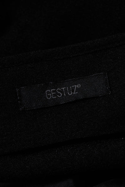Gestuz Women's Short Sleeve Zip Front V Neck Sheath Dress Black Size 34