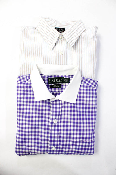 Lauren Ralph Lauren Men's Printed Button Down Shirts Purple White Size L Lot 2