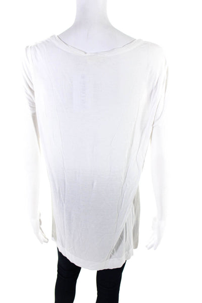 Alo Women's Short Sleeve Pocketed Cotton Crew Neck T-Shirt White Size M