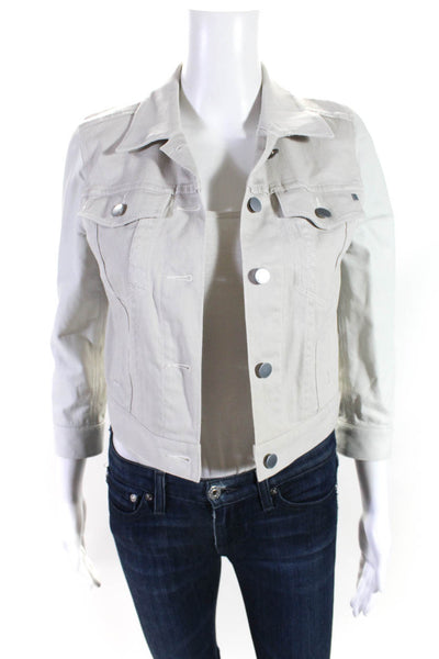 Genetic Denim Womens Cotton Patchwork Buttoned Collared Jacket Beige Size XS