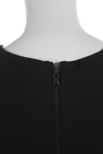 Milly Women's Side Zip Sleeveless Crewneck Blouse Black Size 0