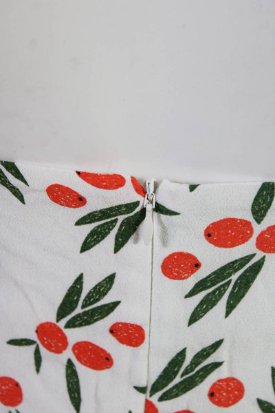Bec & Bridge Women's Fruit Print Sleeveless V Neck Mini Dress White Size 2