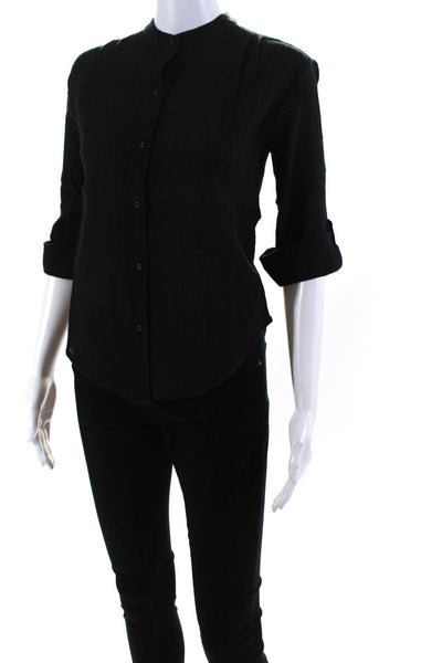 Suzie Kondi Womens GAUZE BUTTON BLOUSE SS21-1 BLACK Size XS