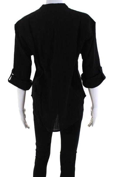 Suzie Kondi Womens GAUZE BUTTON BLOUSE SS21-1 BLACK Size M