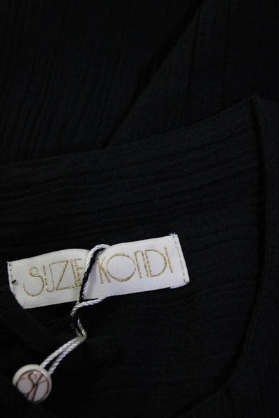 Suzie Kondi Womens GAUZE BUTTON BLOUSE SS21-1 BLACK Size M