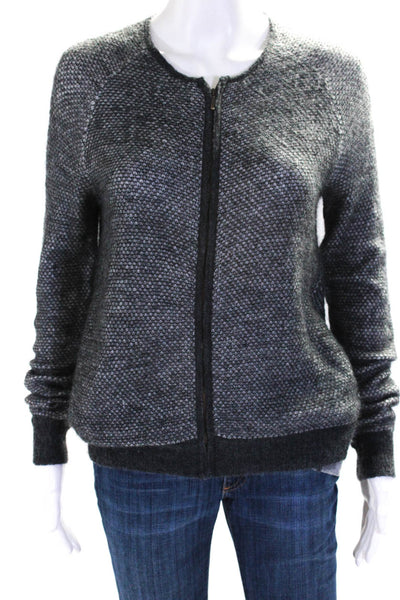 Bela Womens Long Sleeve Front Zip Crew Neck Sweatshirt Gray Size 3
