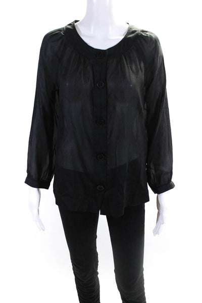 Missoni Women's Sheer Long Sleeve Button Down T-Shirt Black Size M